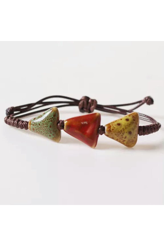 Ethnic Style Ceramic Beaded Dainty Bracelets Bangle Handmade Wax Rope Bracel WY4-A3