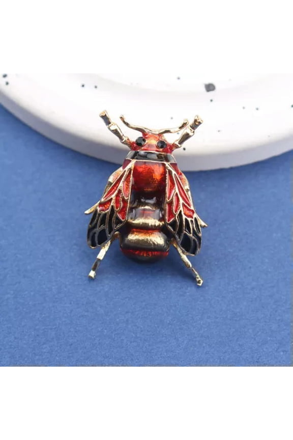 Exquisite Enamel Glazed Bee Brooch Insect Pin Mini Accessory-red