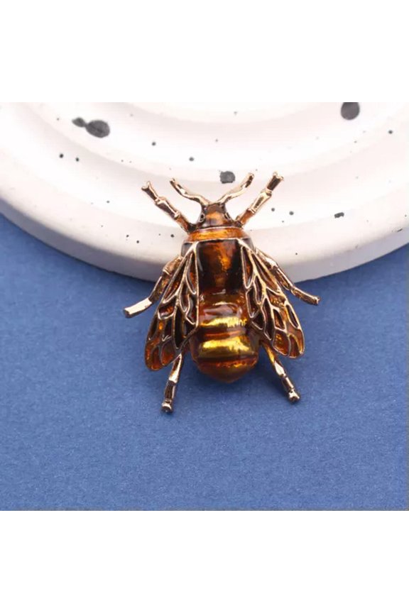 Exquisite Enamel Glazed Bee Brooch Insect Pin Mini Accessory-tan