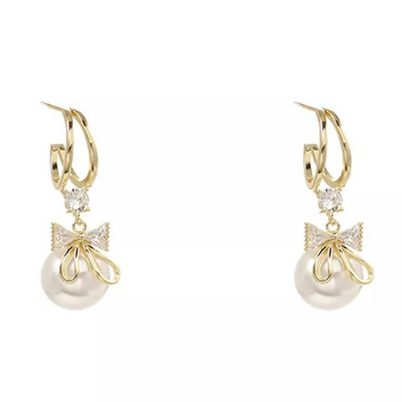 MATROOY Exquisite Pearl Bow Stud Earrings For Women Tassel Earring Wedding Party Jew WY4