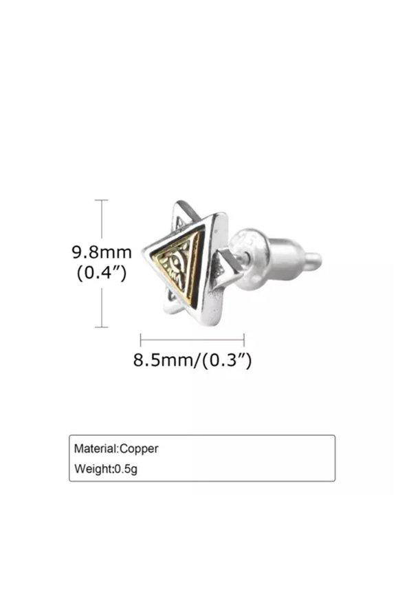 Eye of God Stud Earrings for Men Geometric Triangle Devil's Eye Earrings Jewelry-1 pc