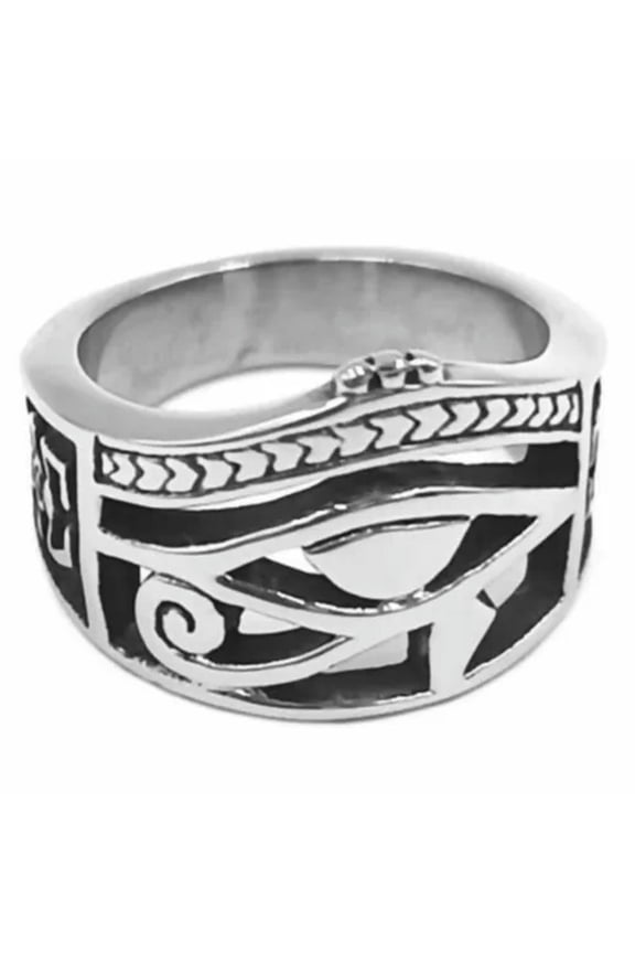 Eye of Ra Ring Mens Womens Stainless Steel Ancient Egyptian Band Size 7-15 Horus-11