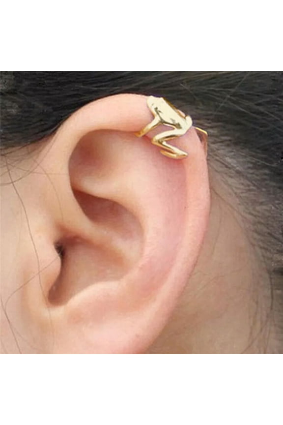 Fad 1Pcs Punk Gold Plated Cute Frog Cuff Ear Clip Wrap Earring Retro JewelrN