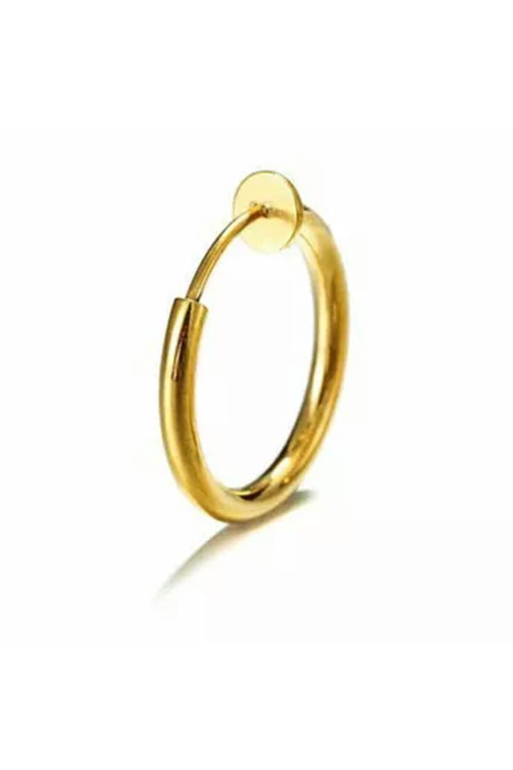 Fake Piercing Hoop Ring Spring Clip On Lip Nose Septum Ear Earring Punk Jewelry--gold-2*10mm