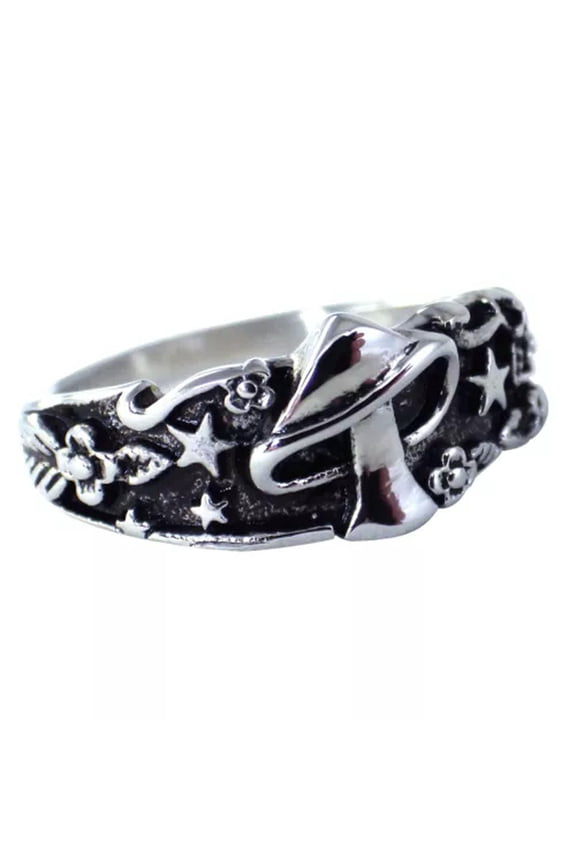 Fantasy Fairy Mushroom Thumb Ring Womens Stainless Steel Band Pixie Sprite-13