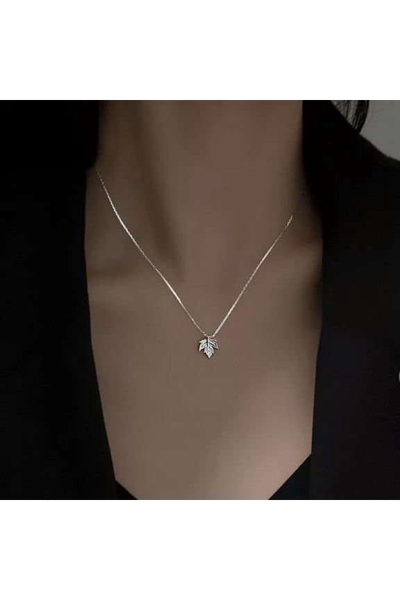 Fashion 925 Sliver Plated Maple Leaf Charm Pendant Necklace Choker Women Gift