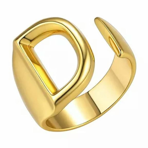 MATROOY Fashion Adjustable Initial Alphabet Letter A-Z Ring Finger Rings Women Jewellery-Gold D