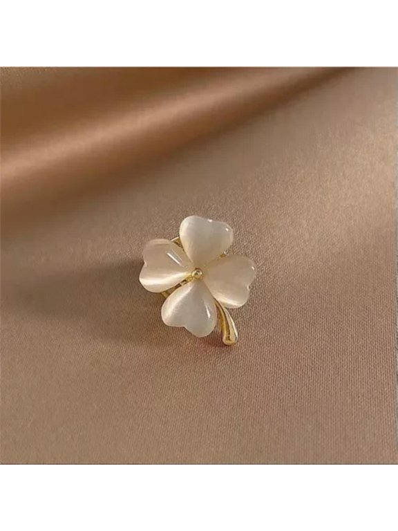Fashion Bee Cat Crystal Gold Plated Brooch Pin Women Wedding Jewelry Gift New-17.Clover