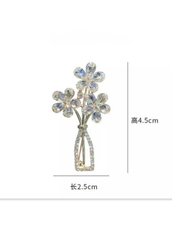 Fashion Bee Cat Crystal Gold Plated Brooch Pin Women Wedding Jewelry Gift New-9.Three Flower Crystal Brooch