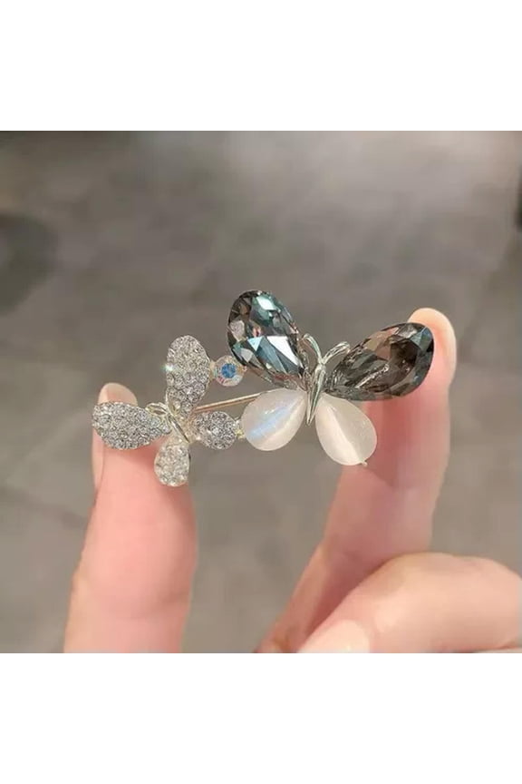 Fashion Butterfly Wing Crystal Brooch Pin Women Wedding Jewelry Party Gift New-1.Two Butterfly Crystal Opal B...