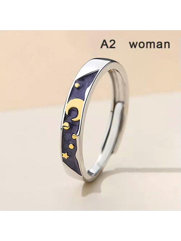 Fashion Couple Rings Sun Moon Jewelry Open Adjustable Finger Ring Jewelry-A2