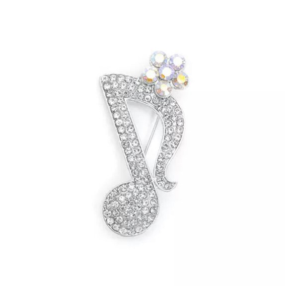 MATROOY Fashion Creative Musical Note Full Rhinestone Corsage Light Luxury Brooch Pin-A14