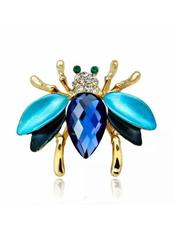 Fashion Enamel Lovely Crystal Insect Brooch Pin Wedding Women Party Jewelry Gift-Coffee bee