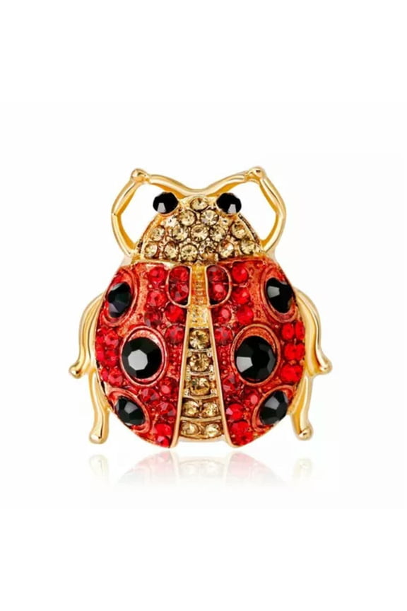 Fashion Enamel Lovely Crystal Insect Brooch Pin Wedding Women Party Jewelry Gift-crystal ladybug