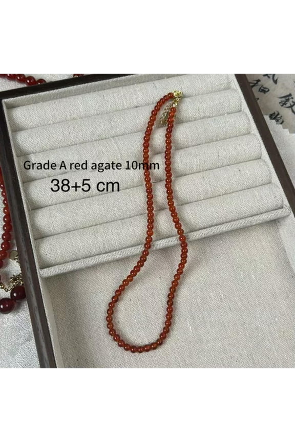 Fashion Exquisite Red Agate Natural Stone Round Beaded Necklaces Jewelry Gift-4mm
