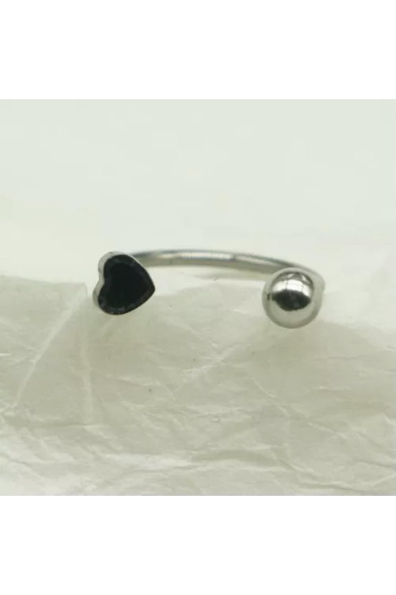 Fashion Love Lip Stud Titanium Steel C-Shaped Lip Ring Heart Piercing Jewelry-Black-1.2*8mm