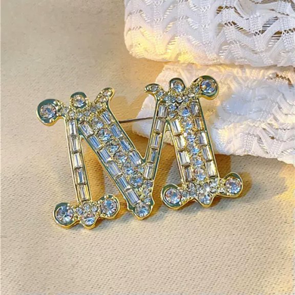 MATROOY Fashion M-letter Brooch Pin For Backpack Collar Lapel Pin Party Jewelry Gift-Gold