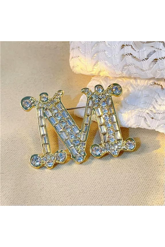 Fashion M-letter Brooch Pin For Backpack Collar Lapel Pin Party Jewelry Gift-Gold