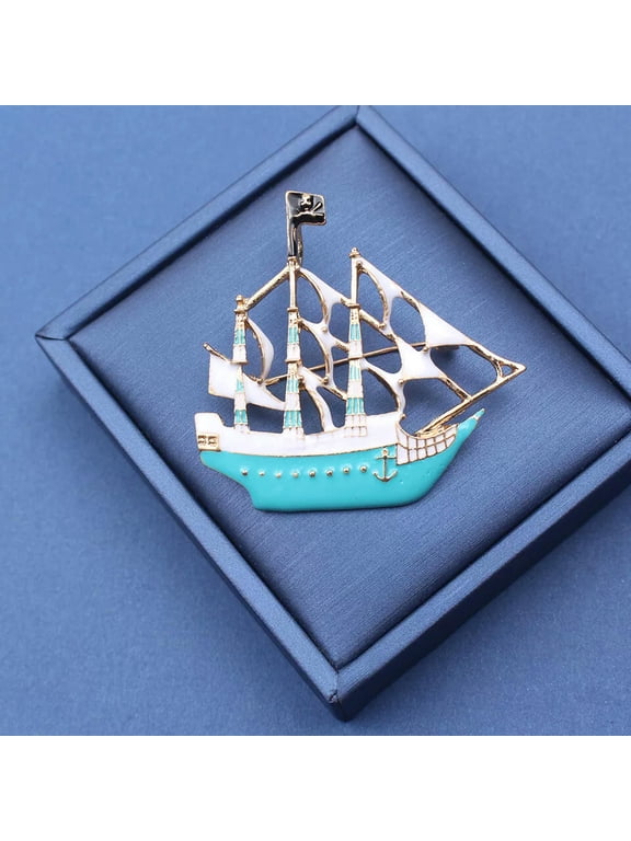 Fashion Openwork Sailboat Brooch Enamel Personalized Pins