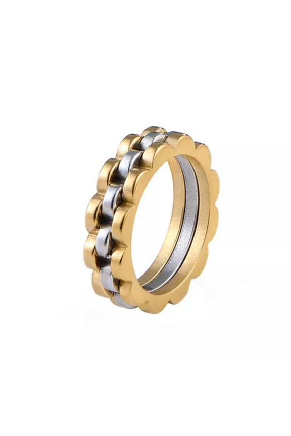 Fashion Punk Style Gear Rotating Ring Titanium Steel Men Wedding Finger Rings-gold-10
