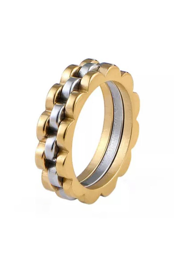 Fashion Punk Style Gear Rotating Ring Titanium Steel Men Wedding Finger Rings-gold-8