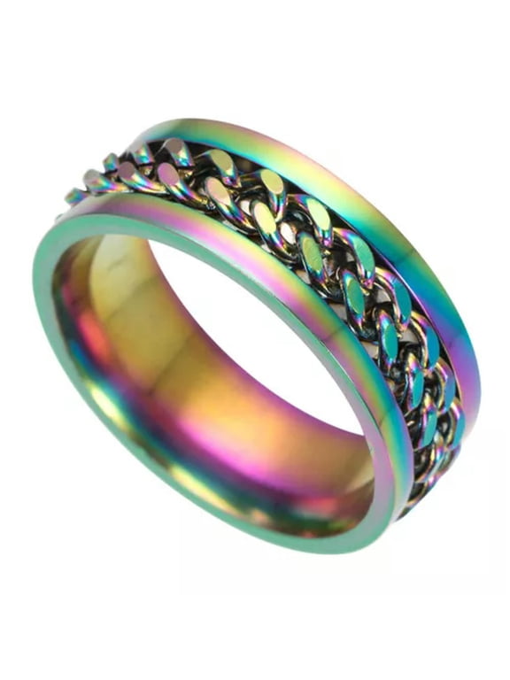 Fashion Punk Style Gear Rotating Ring Titanium Steel Men Wedding Finger Rings-multicolor-9