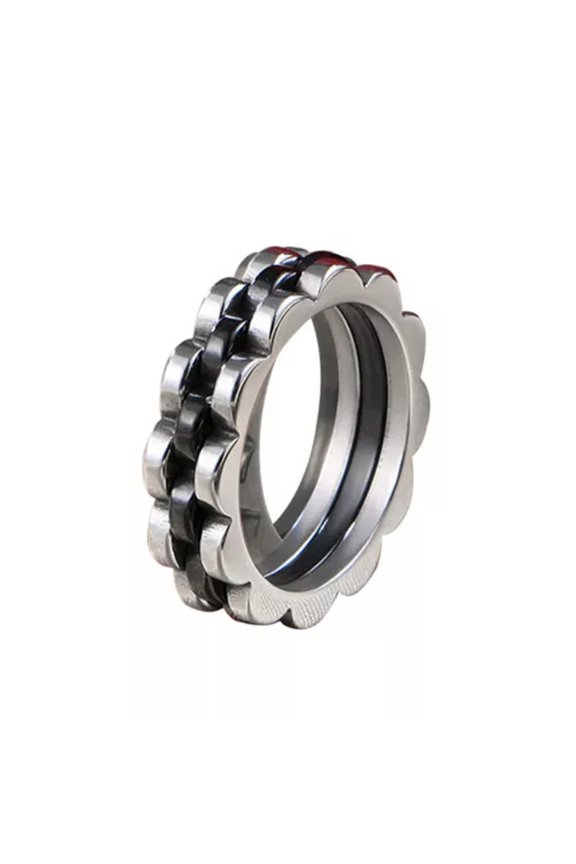 Fashion Punk Style Gear Rotating Ring Titanium Steel Men Wedding Finger Rings-silver-8
