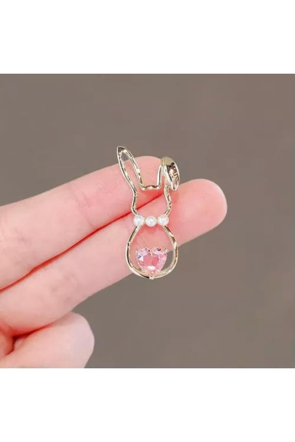 Fashion Rabbit Crystal Brooch Pin Women Wedding Jewelry Party Corsage Gift New-6.Pink Heart Rabbit