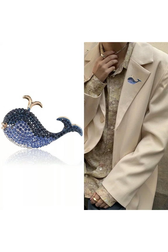 Fashion Rhinestones Whale Brooch Animal Corsage Accessories Pin