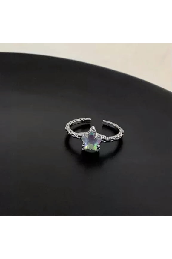 Fashion Shiny Gradual Opening Rings Delicate Vintage Star Adjustable Finger Ring-A1