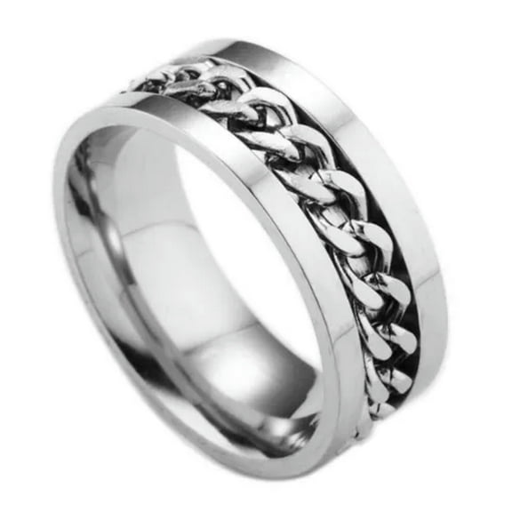 MATROOY Fashion Silver Chain Titanium Stainless Steel Men's Wedding Band Rings Sz6-11-silver-6