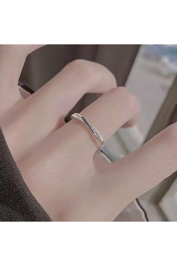 Fashion Silver Color Line Cross Ring Simple Opening Adjustable Index Finger WY4