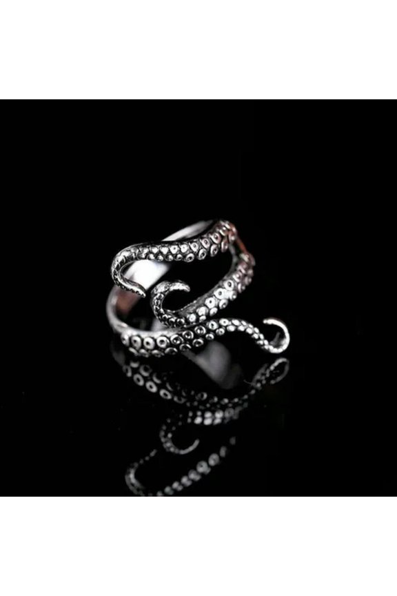 Fashion Silver Punk Adjustable Opening Finger Ring Women Men Jewellery Gifts-#15 Octopus