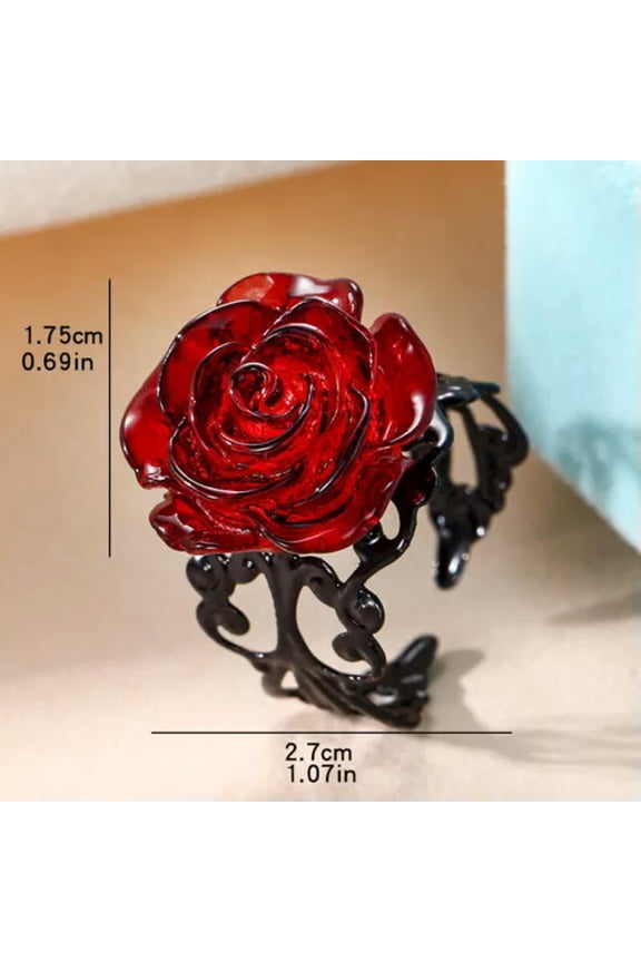 Fashion Silver Red Rose Ring Wizardry Pagan Gothic Jewelry Sz Adjustable-Red