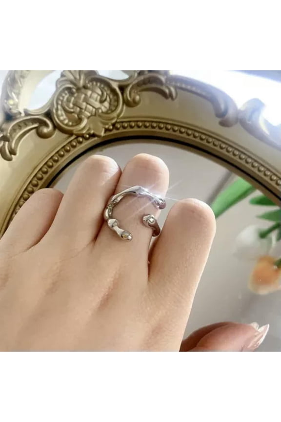 Fashion Silver Tassesl Knuckle Ring Open Zircon Rings Women Adjustable-Geometric