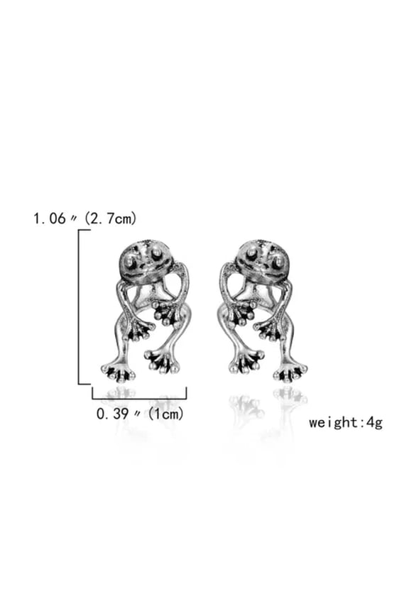 Fashion Sliver Plated Animal 3D Frog Pendant Necklace Women Men Ethnic Jewellery-Earrings