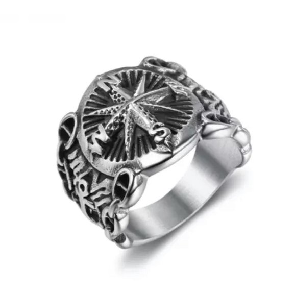 MATROOY Fashion Titanium Marine compass Ring 7-13 Ring Finger Rings Jewellery-11