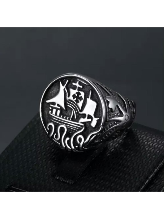 Fashion Titanium Octopus sailboat ring 7-13 Ring Finger Rings Jewellery-13