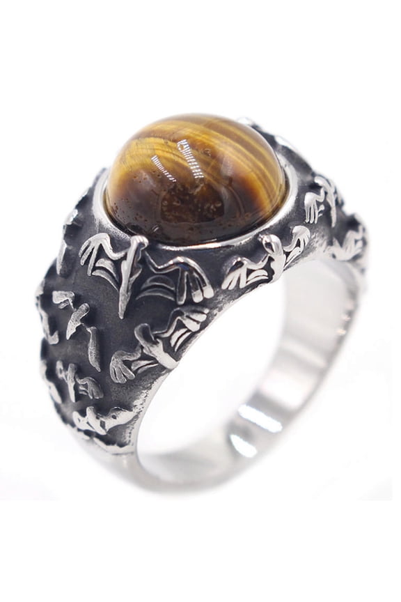 Fashion Titanium Steel Flying pigeon Gem ring 7-13 Ring Finger Rings Jewellery-Coffee-10