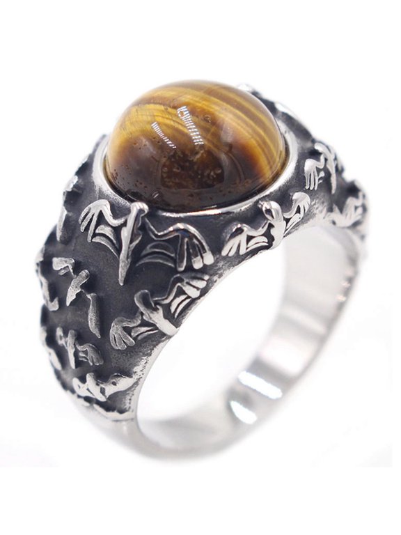 Fashion Titanium Steel Flying pigeon Gem ring 7-13 Ring Finger Rings Jewellery-Coffee-12