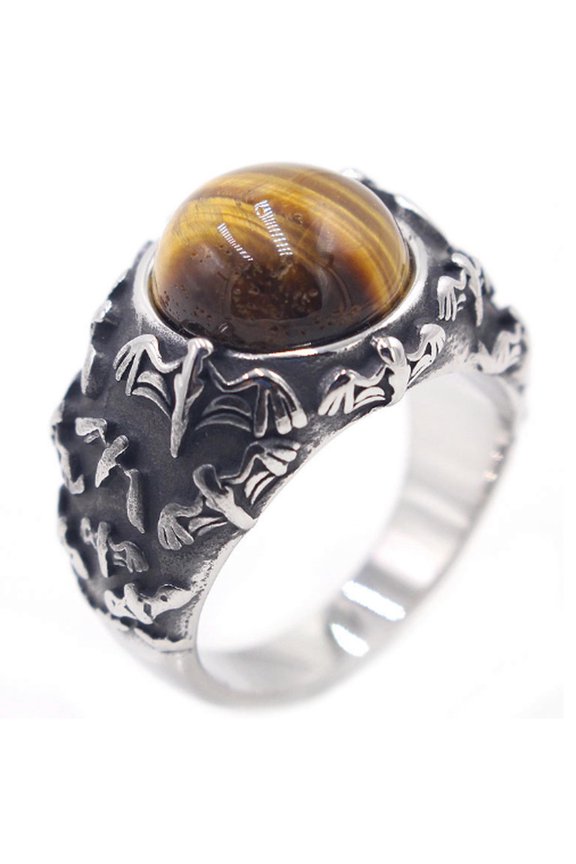 Fashion Titanium Steel Flying pigeon Gem ring 7-13 Ring Finger Rings Jewellery-Coffee-7