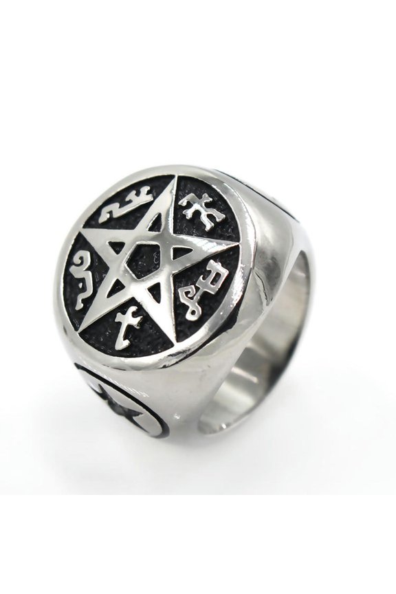 Fashion Titanium Steel Round five stars ring 7-13 Ring Finger Rings Jewellery-11