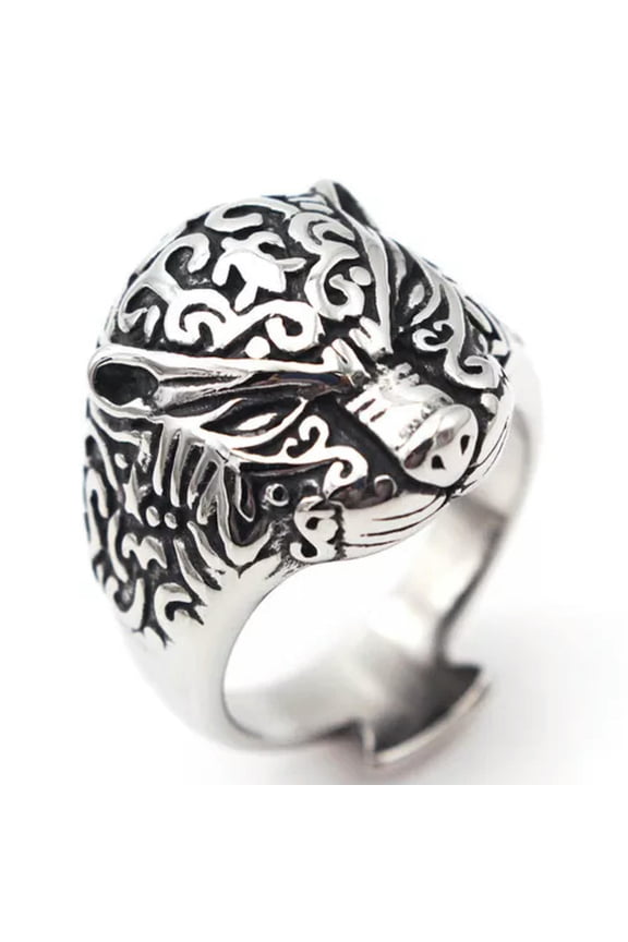 Fashion Titanium Steel Totem leopard head ring 7-13 Ring Finger Rings Jewellery-9