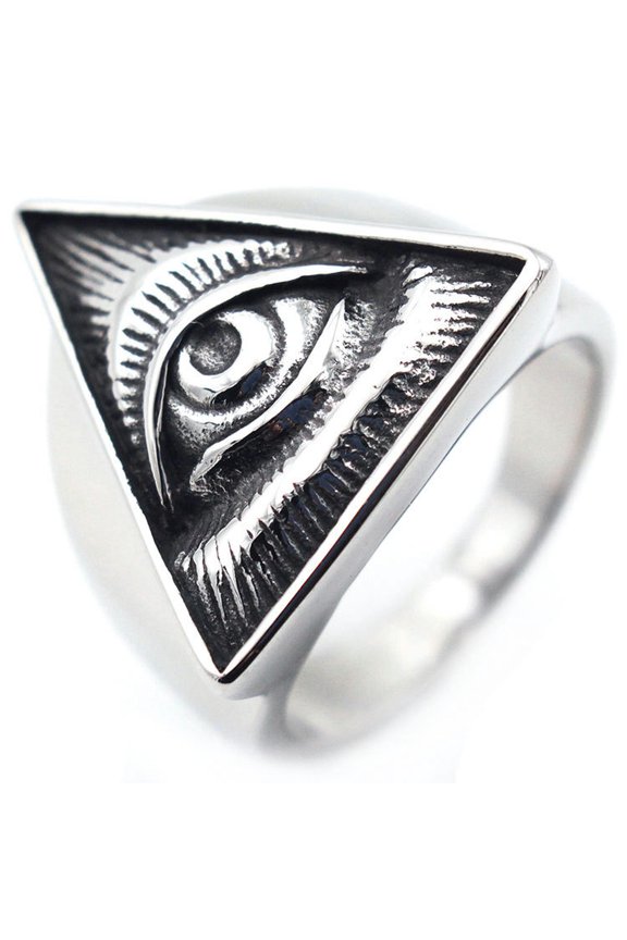 Fashion Titanium Steel Triangle eye ring 7-15 Ring Finger Rings Jewellery-Steel color-13