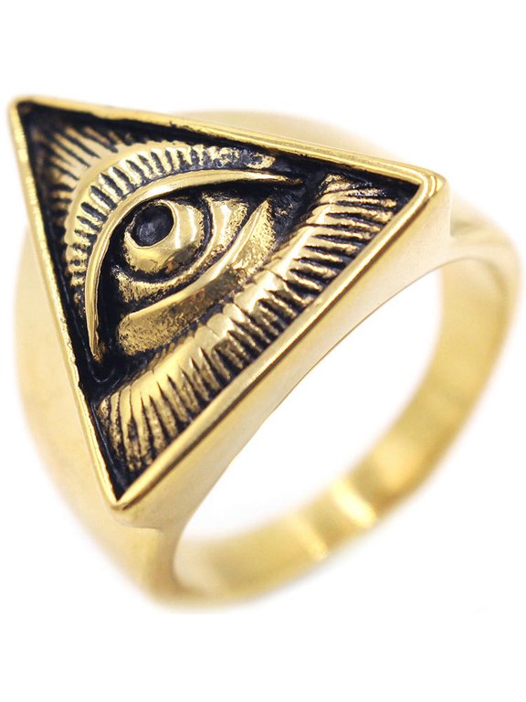 Fashion Titanium Steel Triangle eye ring 7-15 Ring Finger Rings Jewellery-golden-11