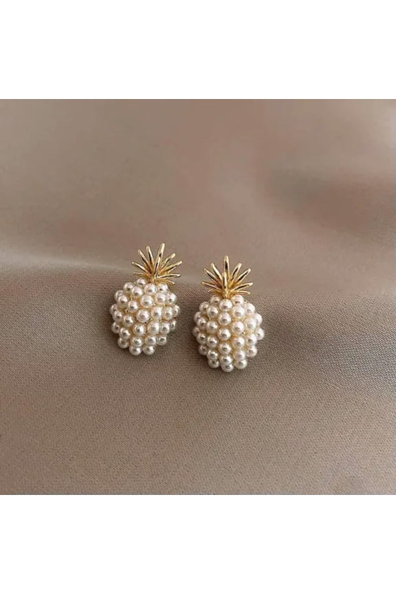 Elegant Pearl Crystal Earrings Stud Drop Dangle Women Wedding Jewellery Party-Pineapple