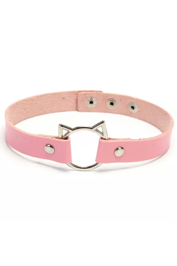 Fashion Women Hollow Out Cat Head Choker Adjustable Sexy Necklace Jewelry Gi SZ-Pink