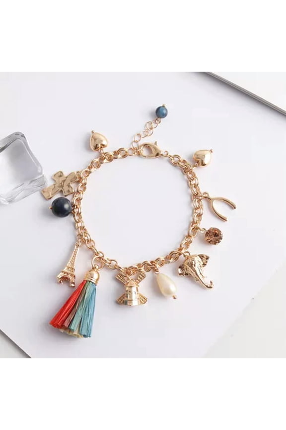 Fashion Women Jewelry Bracelet Beads Shell Turquoise Charm Chain Bangle Gifts-B1000#2