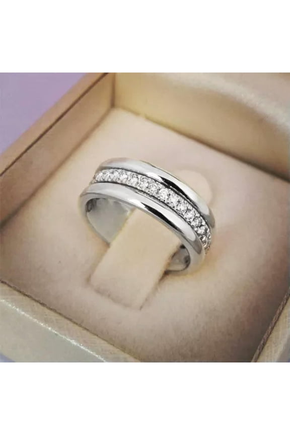 Fashion Women Wedding Rings Gold Silver Circlet Cubic Zirconia Jewelry Size 5-10-silver-6