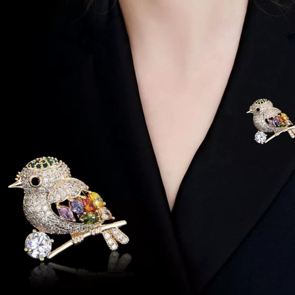 MATROOY Fashion Zircon Magpie Bird Brooch For Women Wedding Party Jewelry Accessries WY4